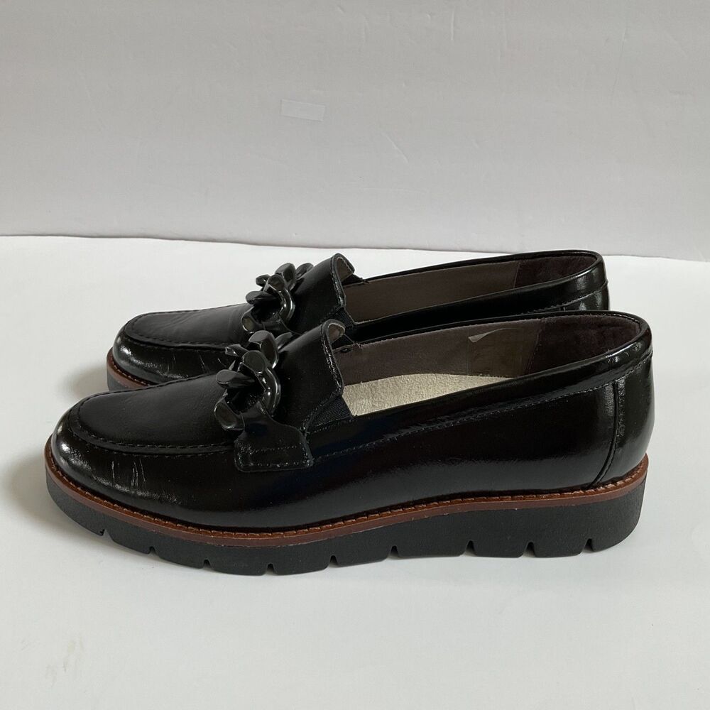 Alivio Zoe 89 Black Patent Leather Loafers 40 US 8.5-9 Chain Orthopedic Comfort
